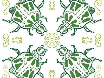 Green Beetles beetle color design digital drawing illustration insects pattern procreate texture