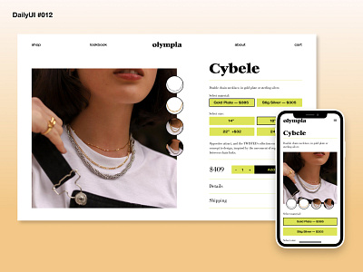 DailyUI 012 - Ecommerce Page, Single Item 012 daily ui daily ui challenge dailyui 012 desktop ui ecommerce figma jewelry mobile ui product page