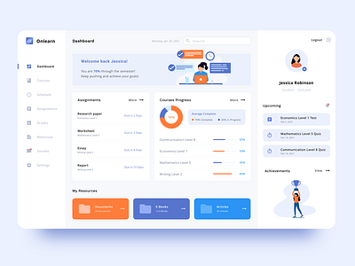 Online Learning clean ui colorful dashboard design education illustration sketch sketchapp ui web web design