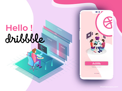 Hello Dribbble ! computer design app first shot hello dribbble pink uidesign ux design