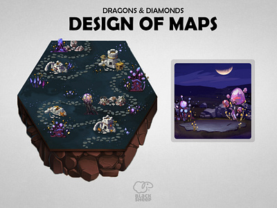 Design of maps 2d 2d art concept conception conception graphique design game mushroom night photoshop