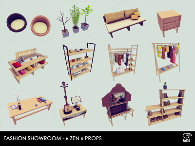 Fashion showroom style ZEN 3d 3d art design enviroment prop props zen