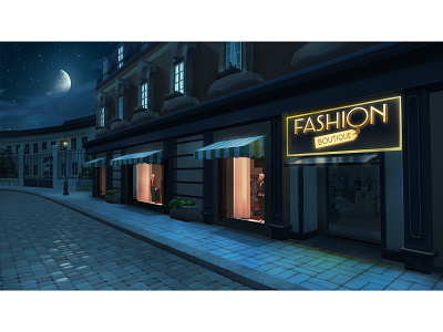Background fashion boutique night 2d 2d art concept design game illustration night photoshop