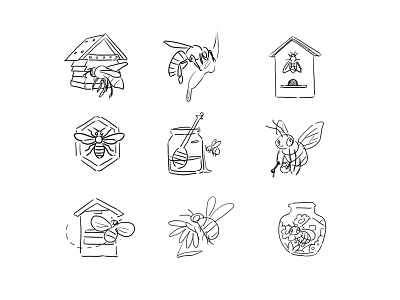 Sketch of logo 2d 2d art bee concept design honey honeybee icon logo miel photoshop
