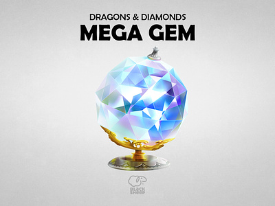 Mega Gem 2d 2d art ball blue booster concept design diamond disco discoball dragon glasses logo photoshop reflective shinny ui