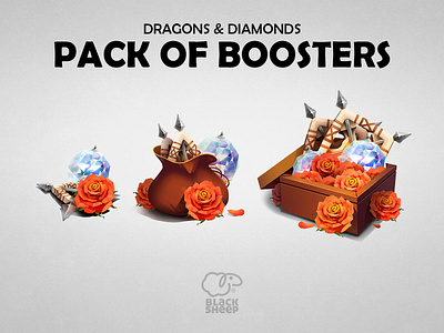 Pack of boosters 2d 2d art booster concept design diamonds dragon game game app game art icon interface logo pack ui