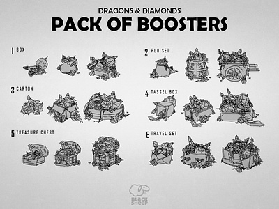 Sketch Of Pack 2d 2d art booster boosters concept design game illustration interface mobile pack photoshop props sketch ui
