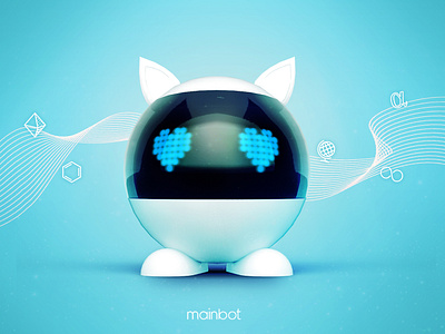 Robot 3d 3d art blue cat concept design interface maya photoshop robot substancepainter ui white