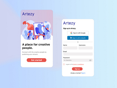 Daily Ui 001 - Sign up page for Creative Art people.