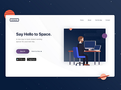 Daily UI #3 - Landing Page (Above the Fold) app hero banner landing page space ui ui design