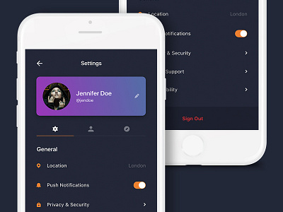 Daily UI #7 - Settings app design daily ui dark ui settings ui design