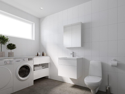 3D Interior - Bathroom - Simple White 3d 3d visualization 3dmax 3dsmax architecture archviz interior interior design render rendering scandinavian vray