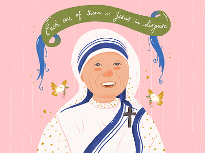 Mother Teresa Portrait Illustration