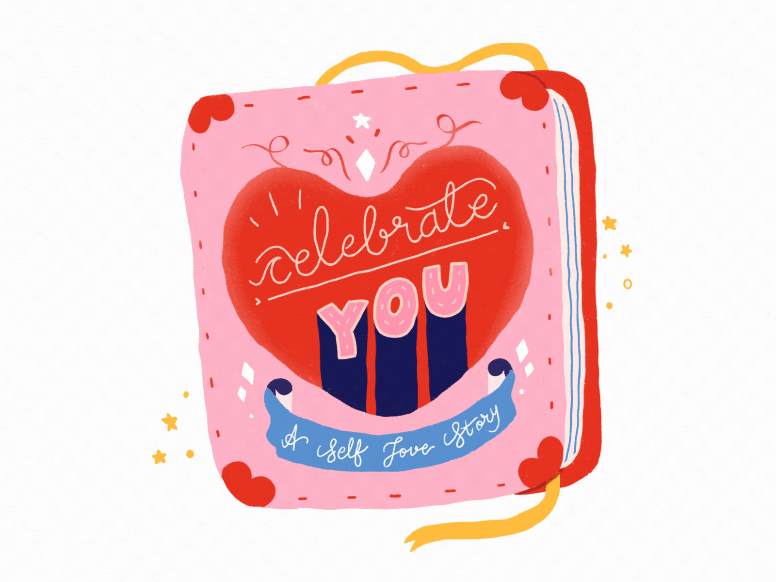 Celebrate You Gif 2d animation after effects animated gif art licensing cute digital art hand lettering illustration lettering animation love motion design procreate art self care self love typography