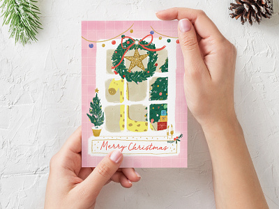 A Warm Merry Christmas art licensing christmas card christmas poster cute digital art editorial design greeting card greetings hand lettering illustration photoshop postcard design typography