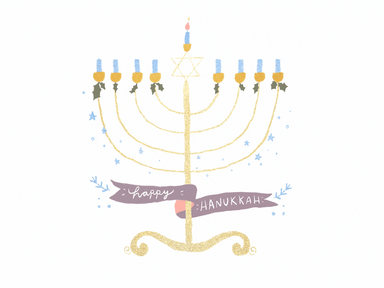 'Happy Hanukkah ' Winning Insta Sticker Entry animated christmas cute digital art editorial design gif hand lettering happy hanukkah happy holiday happy new year holiday illustration illustrated typography