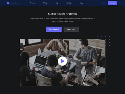 web version tech startup landing page