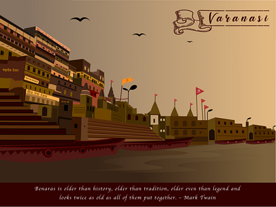 Varanasi City banaras illustration tourisminindia vector