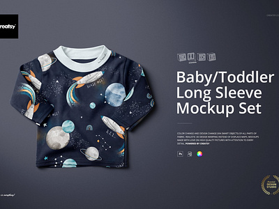 Baby Toddler Long Sleeve Mockup Set apparel baby baby toddler baby toddler long sleeve blouse clothes clothing design fashion kids mock up mockup set pattern patterns psd surface template