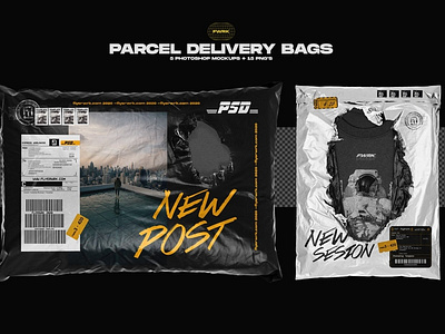 Parcel Delivery Bag Mockups bag bag mockup bag mockups custom delivery bag delivery bags design edit editable overlay package package design package template packaging parcel bag parcel delivery bag plastic realistic simple texture