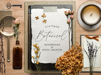 Botanical Moodboard Scene Creator art botanical design floral flowers graphic herbs leaves mock up mockup mockup set mockups mood board mood board scene moodboard moodboard scene psd scene creator scene generator template