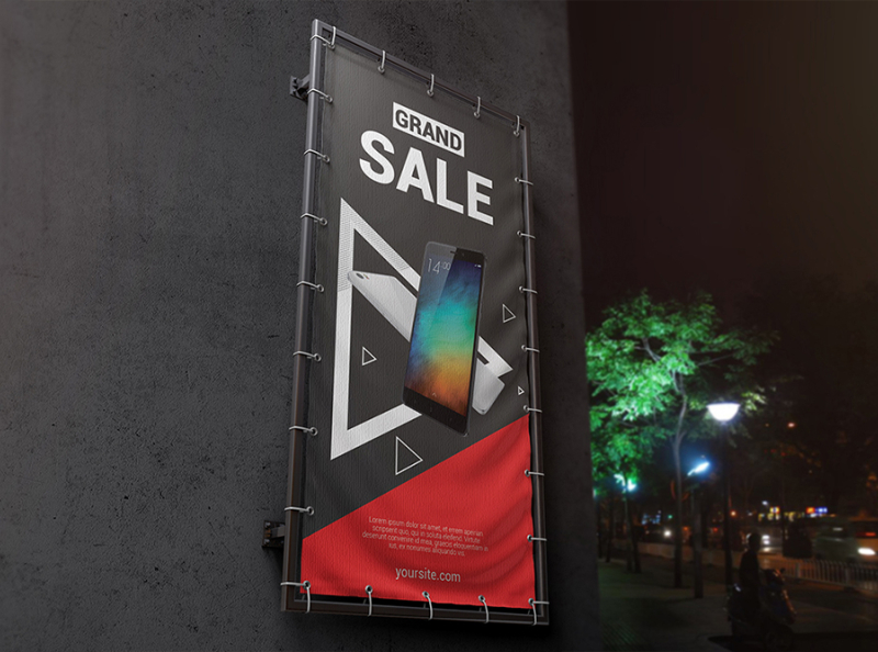 Download Vertical Outdoor Advertising Banner Mockup by Mockup5 on ...