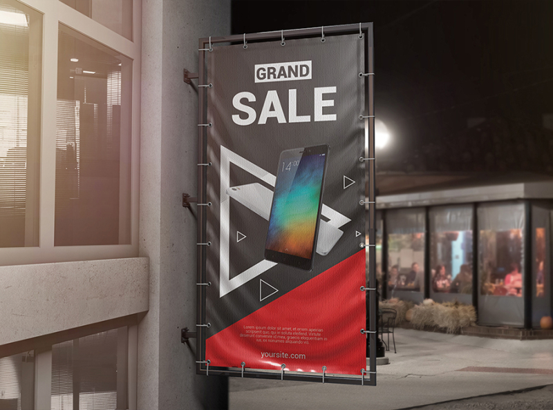 Download Vertical Outdoor Advertising Banner Mockup by Mockup5 on Dribbble