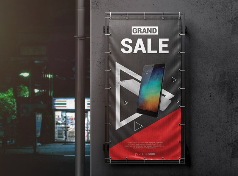 Download Vertical Outdoor Advertising Banner Mockup By Mockup5 On Dribbble PSD Mockup Templates