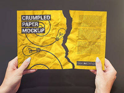 Crumpled A4 Paper / Poster / Flyer Mockup a4 paper a4 paper mockup art branding crumpled a4 paper flyer flyer mockup flyer mockups mock-up mockup mockups poster poster art poster design poster mockup poster template print design print template printing template