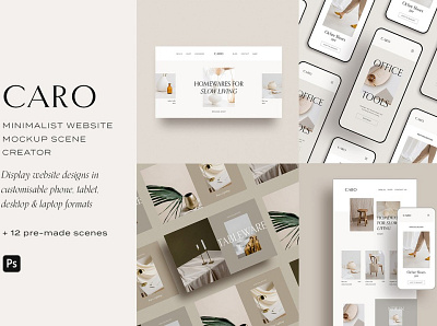 Minimal Website Mockup Scene Creator branding design display ipad iphone luxury minimal minimalistic mock up mockup mockup design mockup psd mockup scene creator mockup template mockups scene creator style table template website