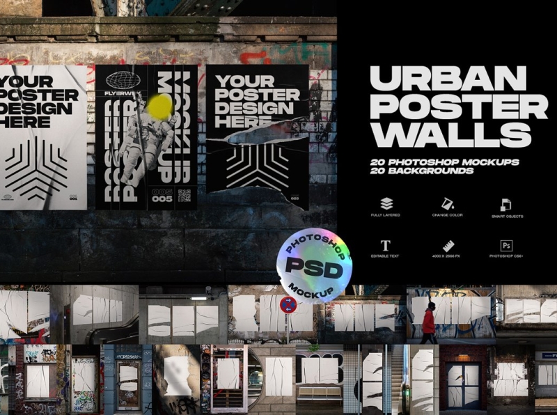 Download Urban Poster Wall Mockups by Mockup5 on Dribbble