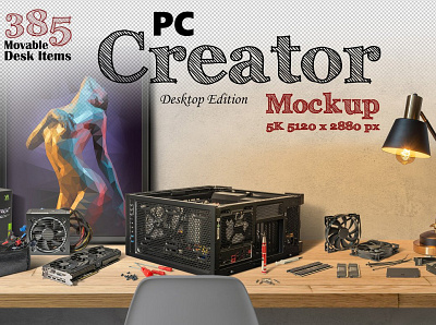 PC Creator 5K - Desktop Edition 5k branding dell desktop desktop edition desktop mockup frames imac iphone mockup macbook mock up mockup mockups motherboard pc build pc builder pc creator samsung galaxy scene creator scene generator