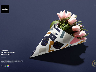 Flowers Packaging Cone Mockup Set bouquet branding cone design floral florist flower flower logo flowers flowers cone flowers cone mockup flowers mockup flowers packaging mock up mockup mockup set mockups packaging template wrap