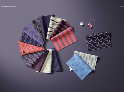 Folded Fabric Swatches Mockup Set branding design fabric fabrics folded folded fabric folded fabric swatch folded paper layered mock up mockup mockup set mockups print print mockup printing psd swatch swatches template