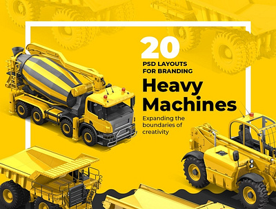 PSD Heavy Machines Mockup 360 PRO#04 assembley crawler end excavator fork forklift front hd heavy machine heavy machines high definition loader machine machinery machines mockup pro psd tractor wheel