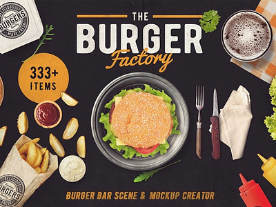 The Burger Bar - Scene Generator bean burger burger bar burger bar scene cup design food food scene food scene mockup logo mock up mock up creator mockup mockups mug restaurant scene scene creator scene generator template