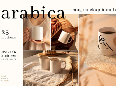 Arabica - Mug Mockup Bundle branding design light mock up mockup mockups mug mug bundle mug design mug mockps mug mockup mug mockup bundle mug template mugs natural organic print printing template warm