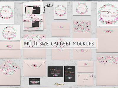 Multi Size Card Set Mock Ups card set card set mockups design invitation mockup mock up mockups photo realistic postage mockup square card wedding bundled wedding mockup