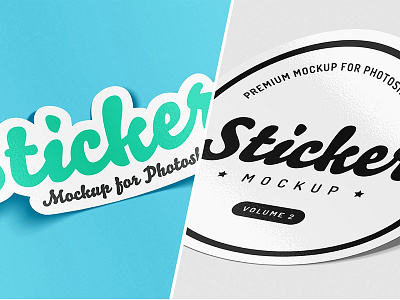 Sticker Mockup Bundle badge bundle mock up mockup mockups photoshop promo psd sticker sticker mockup sticker mockup bundle vinyl