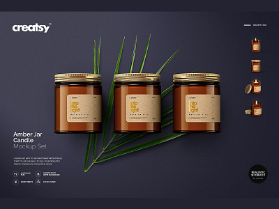 Amber Jar Candle Mockup Set amber jar candle candles customizable design gold jar jar candle mockup mock up mockup packaging print printing