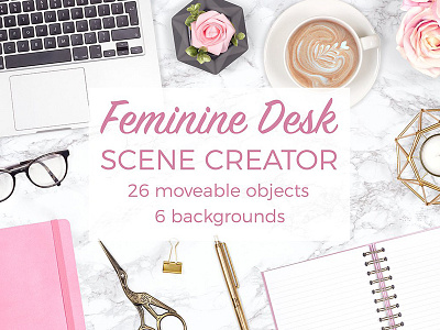 Feminine Desk Scene Creator desk mockup desk scene creator feminine feminine desk feminine desk photo feminine scene creator photoshop pretty mockup pretty styled stock scene creator social media top view