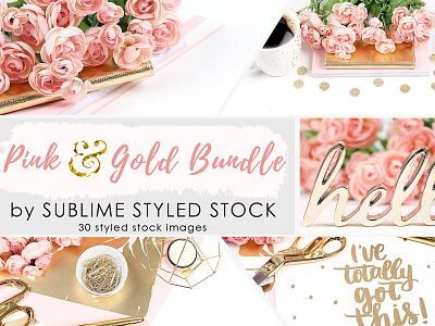 Bundle ~ Pink and Gold, bundle of 30 artist image background blogger gold mockup product photography stock image stock photo styled image styled stock styled stock photography syblime styled stock