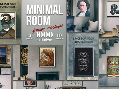 Minimal Room - Frames Mockups art mockup frames frames mockups horizontal frame interior mockup minimal room mockup mockups presentation printable mockup room mockup scene mockup