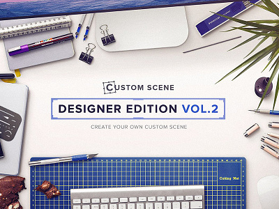 Designer Ed. Vol. 2 - Custom Scene builder custom scene customisable designer designer edition desk editable isolated elements isolated objects mockup scene top view
