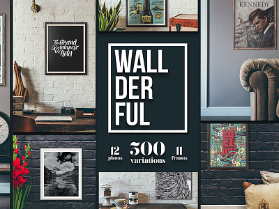 "Wallderful" - Frames Mockups artwork bundle flower frame frames mockup mockup poster print scene set typography wall