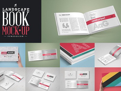 Landscape Book Mock-Up Set book cover book mockup cover ebook horizontal book landscape book landscape book mockup mockup paper presentation product mockup smart object