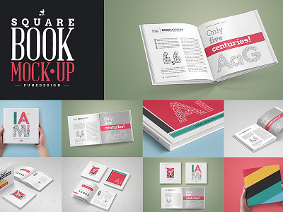 Square Book Mock-Up Set book cover book mockup ebook mockup template presentation product mockup realistic smart object square book mock up square book mockup