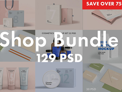 Shop bundle bag beautiful beauty box box mockup branding candle cosmetic mockup package shop bundle stationary