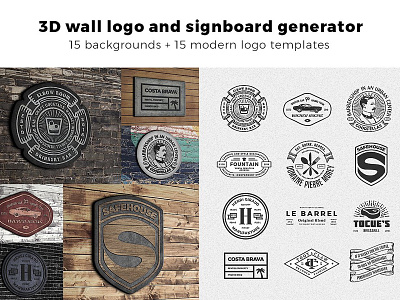 3D signboard logo mock + templates ( FREE Download ) brand logo logotype metal mockup retro sign signage signboard signboard logo mockup table templates