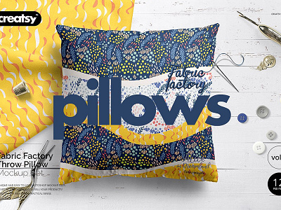 Fabric Factory vol.2: Pillow Mockup cotton fabric fabric fabric factory fabric mockup mockup mockups pillow pillow cover pillow cover mockup pillow mockup pillow template pillows